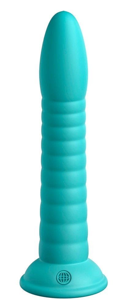 Dillio Platinum - Silikonowe Zakrzywione Dildo Z Rowkami 19,7 cm Wild Thing Turkusowe