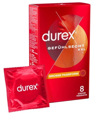 Durex - Duże Prezerwatywy Na Bazie Silikonu Ze Smoczkiem gefühlsecht extra larg8 8szt