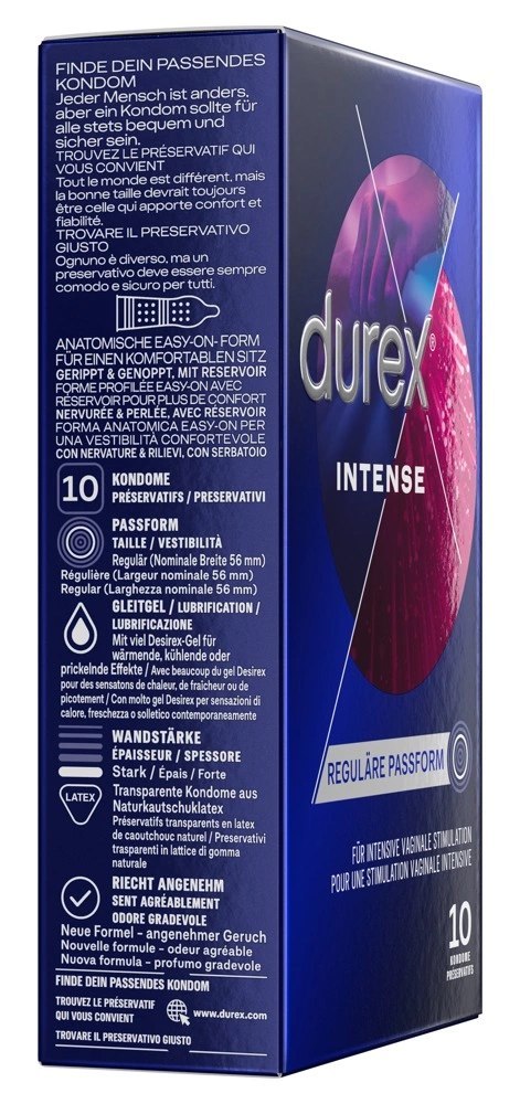 Durex - Prążkowane Prezerwatywy Miętowe Intense Orgasmic 10 szt