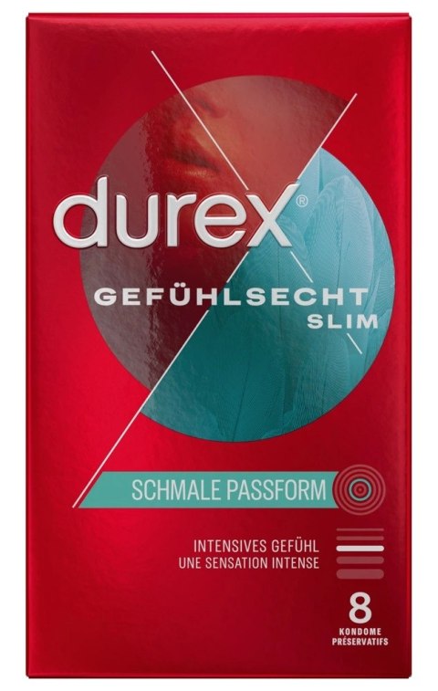 Durex - Prezerwatywy Pokryte Lubrykantem Ze Smoczkiem Gefühlsecht Slim Fit 8 szt