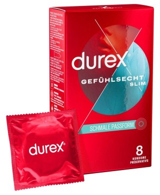 Durex - Prezerwatywy Pokryte Lubrykantem Ze Smoczkiem Gefühlsecht Slim Fit 8 szt