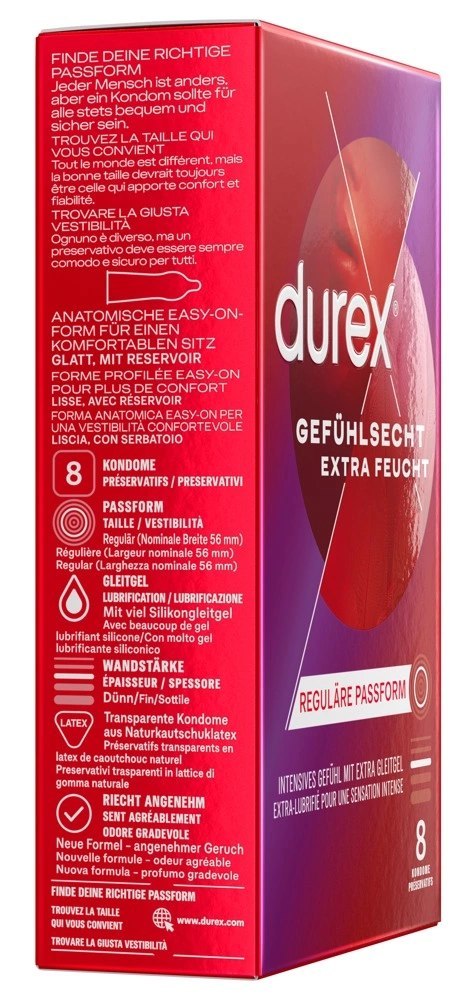 Durex - Prezerwatywy Ze Zbiorniczkiem Nawilżone Gefühl.extra lubr. 8 szt