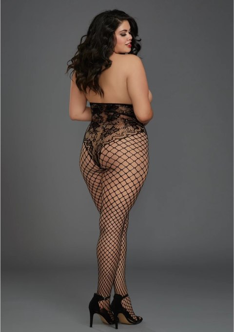 Dreamgirl - Bodystocking z otwartymi miseczkami - plus size